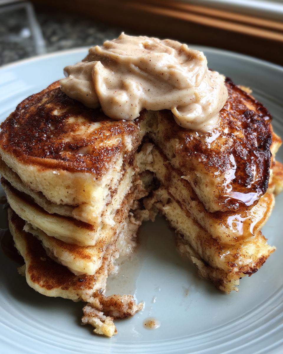 Cinnamon Roll Pancakes With Swirl And Cinnamon Butter - detail 1