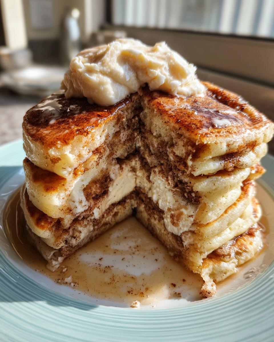 Cinnamon Roll Pancakes With Swirl And Cinnamon Butter - detail 3