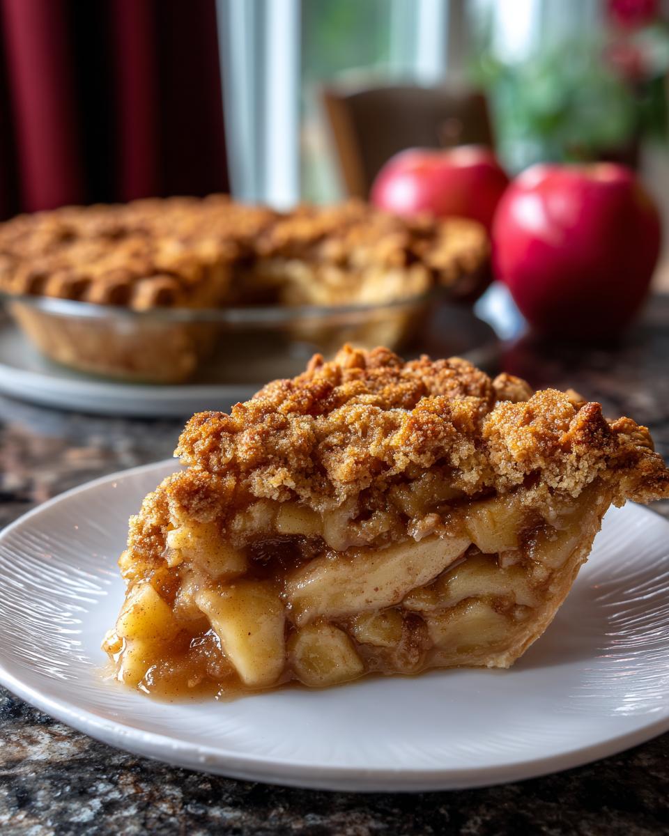 Classic Dutch Apple Pie with Cinnamon Apples & Golden Crumb Topping - detail 2