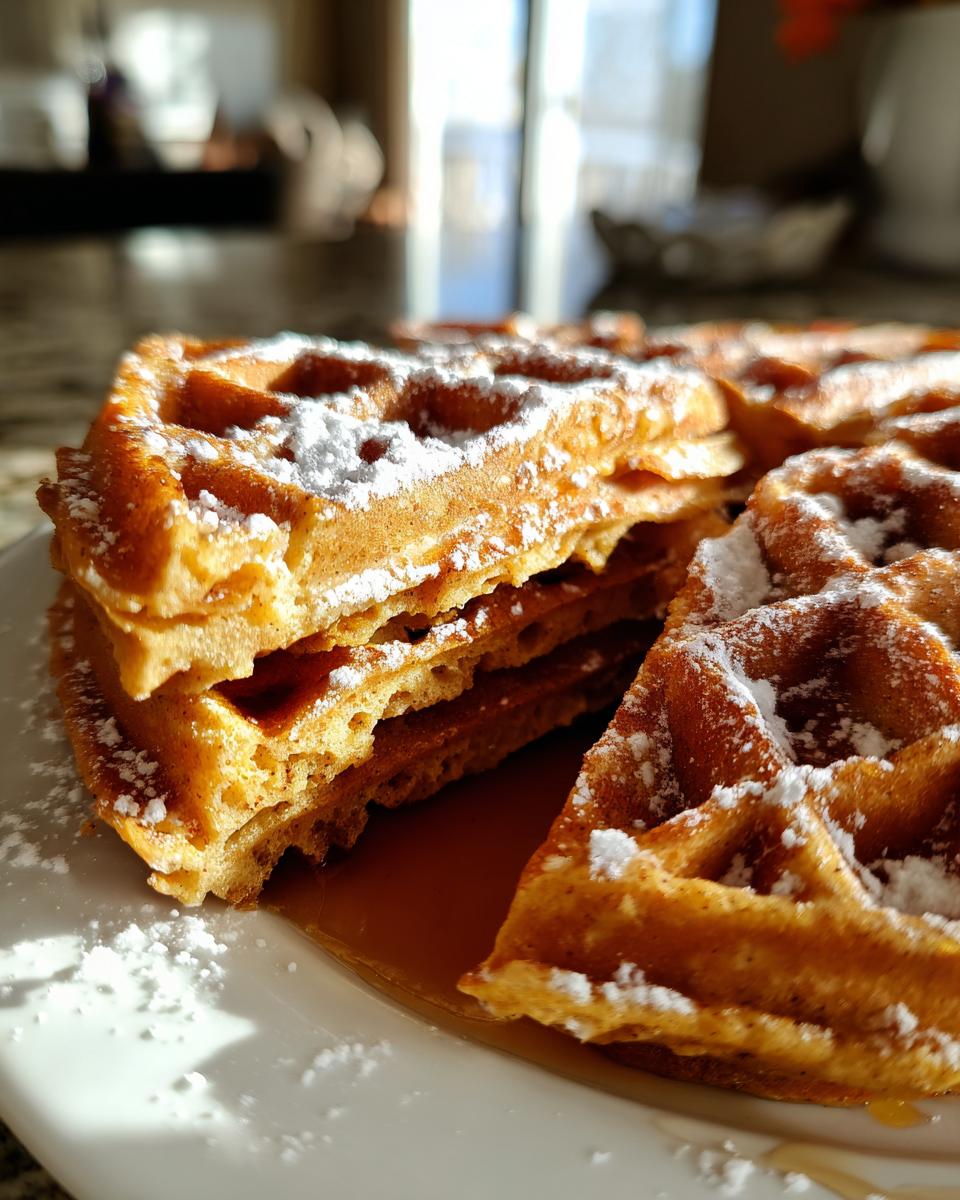 Cozy Pumpkin Waffles with Autumn Spices for Halloween & Fall Cooking - detail 1