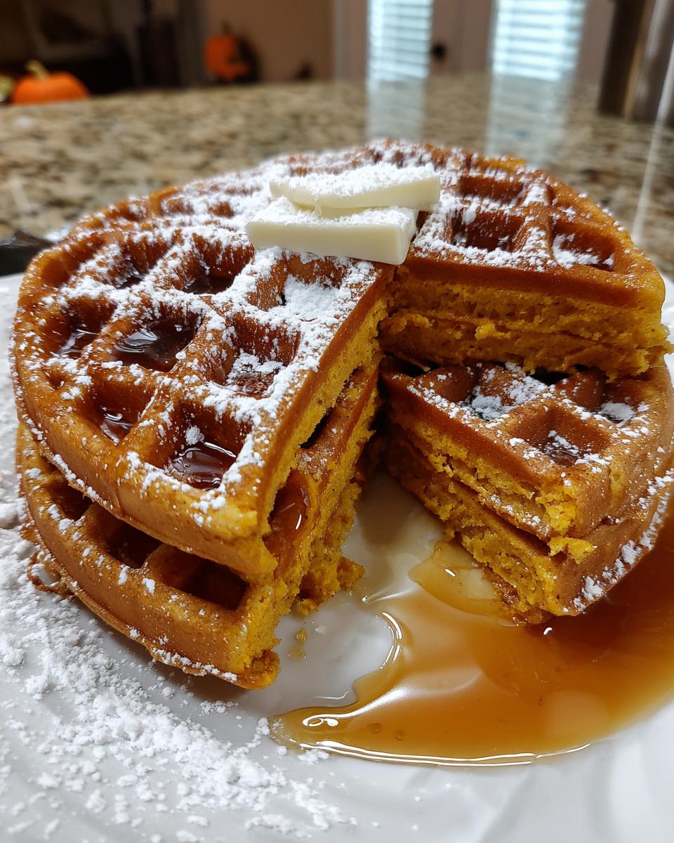 Cozy Pumpkin Waffles with Autumn Spices for Halloween & Fall Cooking - detail 2
