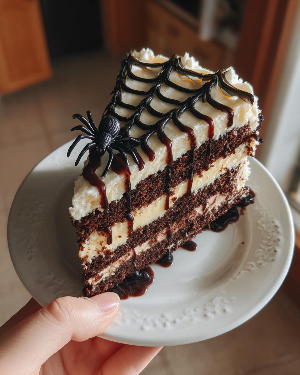 Easy Halloween Spiderweb Cake - detail 2