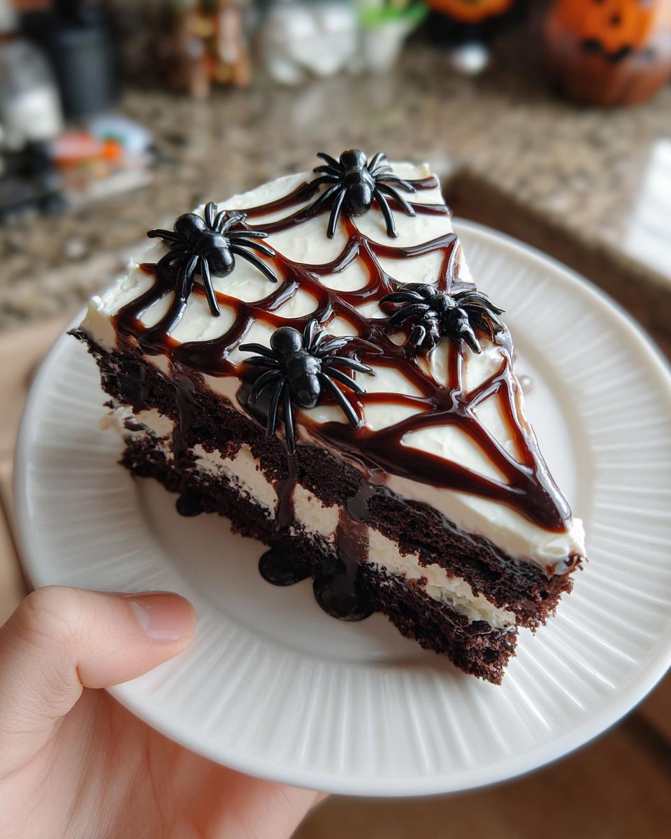 Easy Halloween Spiderweb Cake - detail 3