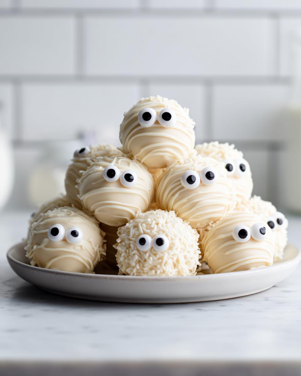 Ghost Oreo Balls – Easy Halloween Oreo Balls Recipe With White Chocolate - detail 1