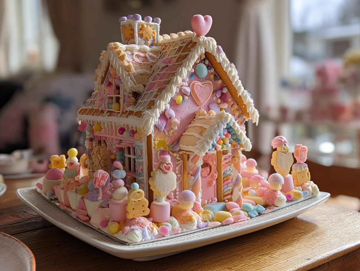 Defeat Ugly: Pink Gingerbread House Recipe with 4 Steps