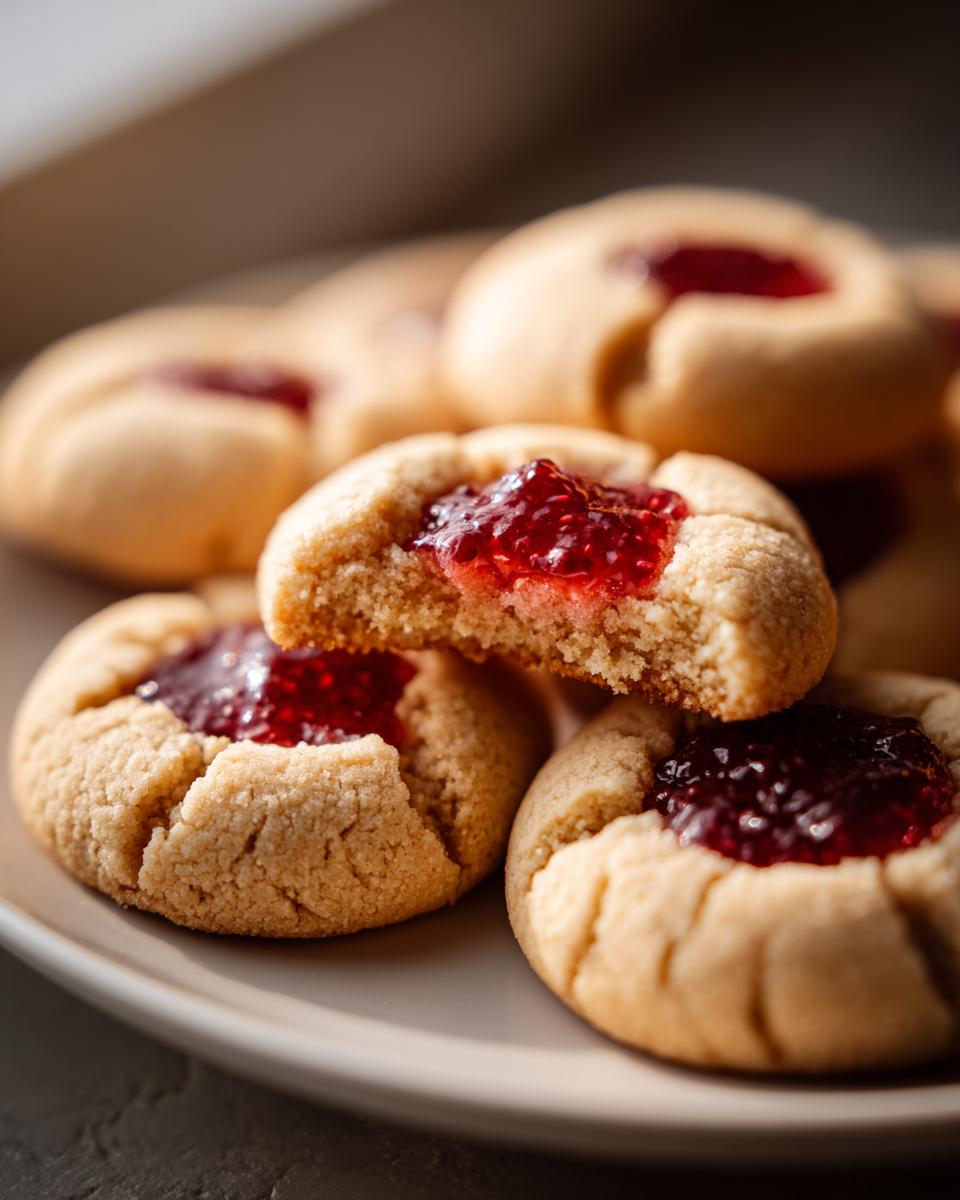 Christmas Thumbprint Cookies with Raspberry Jam - detail 3