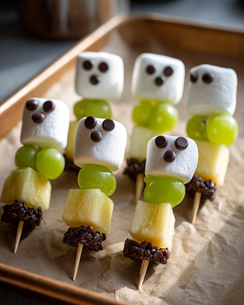 Healthy Halloween Ghost Fruit Kabobs for Kids Parties - detail 1