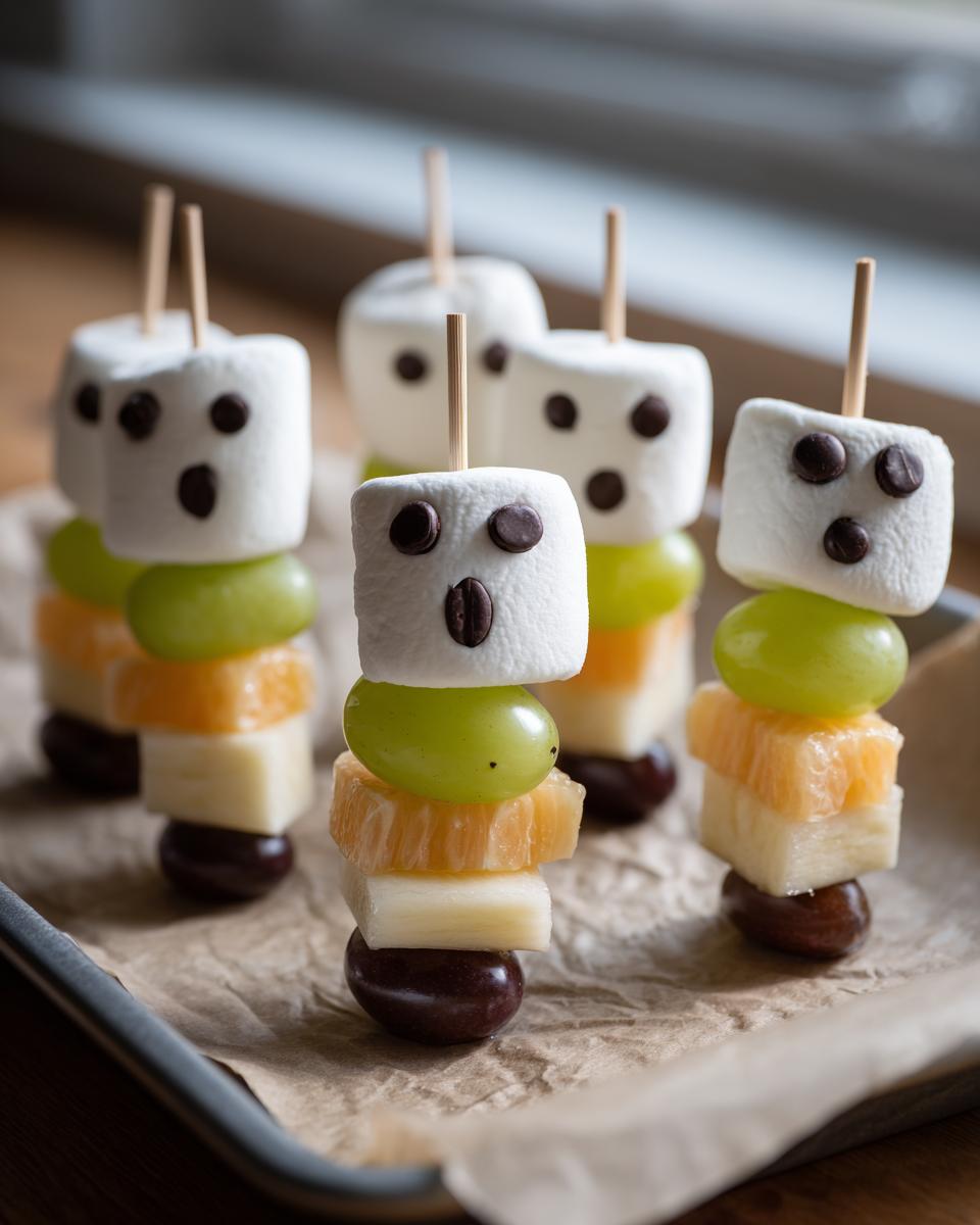 Healthy Halloween Ghost Fruit Kabobs for Kids Parties - detail 2