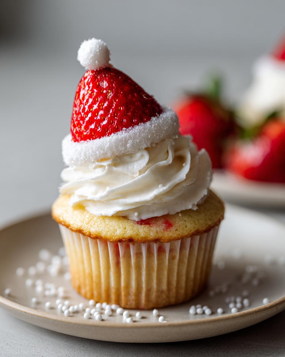 Strawberry Santa Hat Cupcakes - detail 1