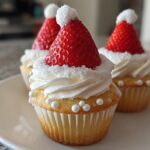 Strawberry Santa Hat Cupcakes