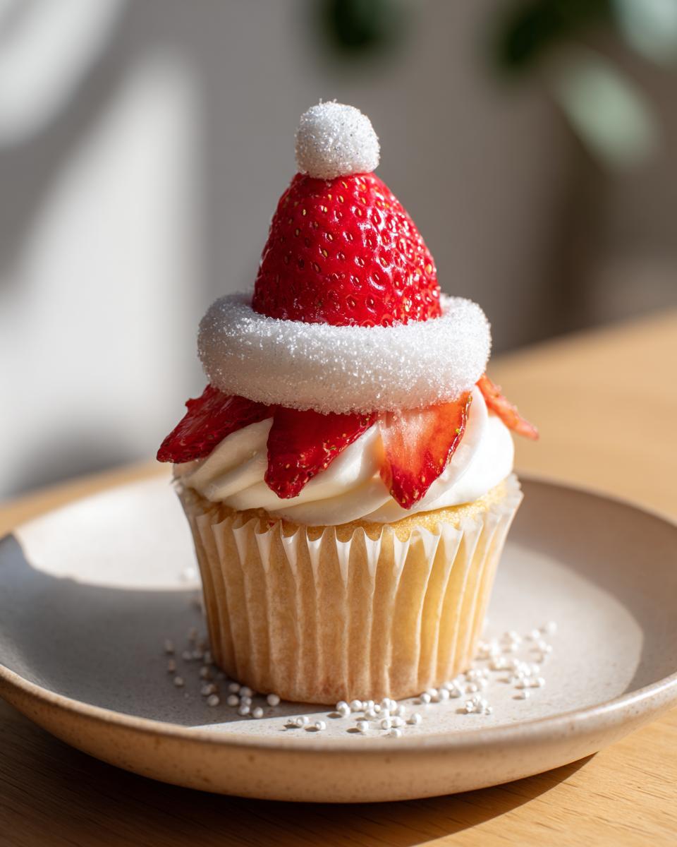 Strawberry Santa Hat Cupcakes - detail 2