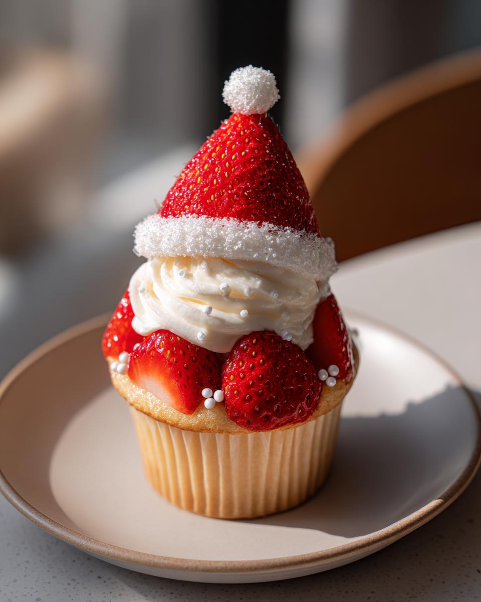 Strawberry Santa Hat Cupcakes - detail 3
