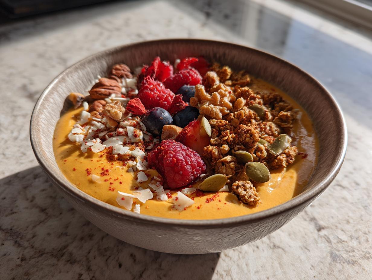 Delicious Sweet Potato Smoothie Bowl, Only 5 Mins