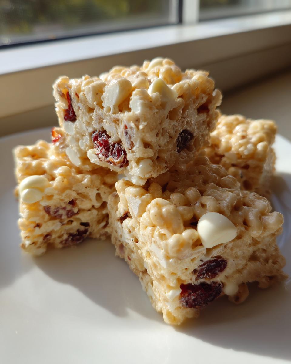 White Chocolate Cranberry Rice Krispie Treats - detail 1