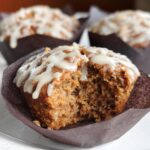 Bakery Style Gingerbread Muffins with Maple Glaze