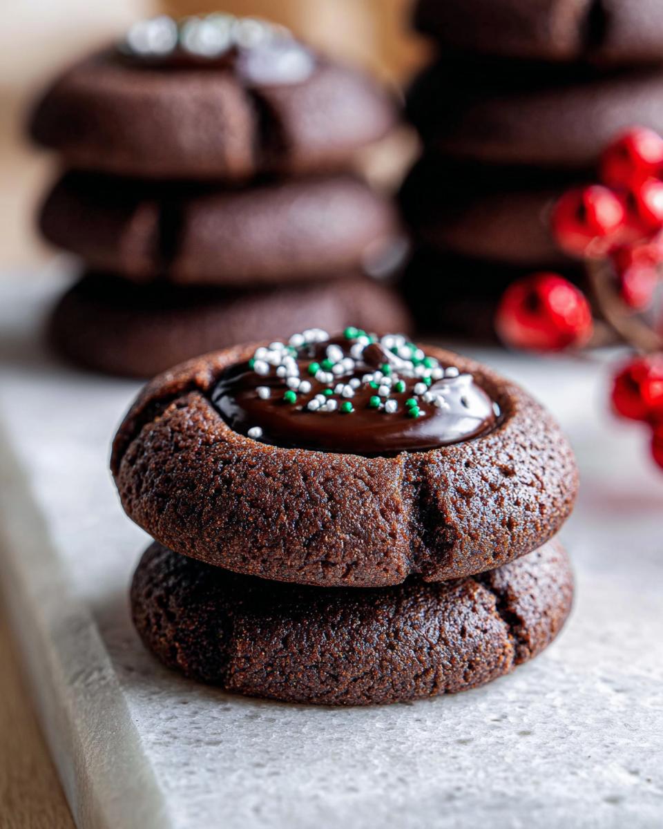Chocolate Thumbprint Cookies with Ganache Filling - detail 2