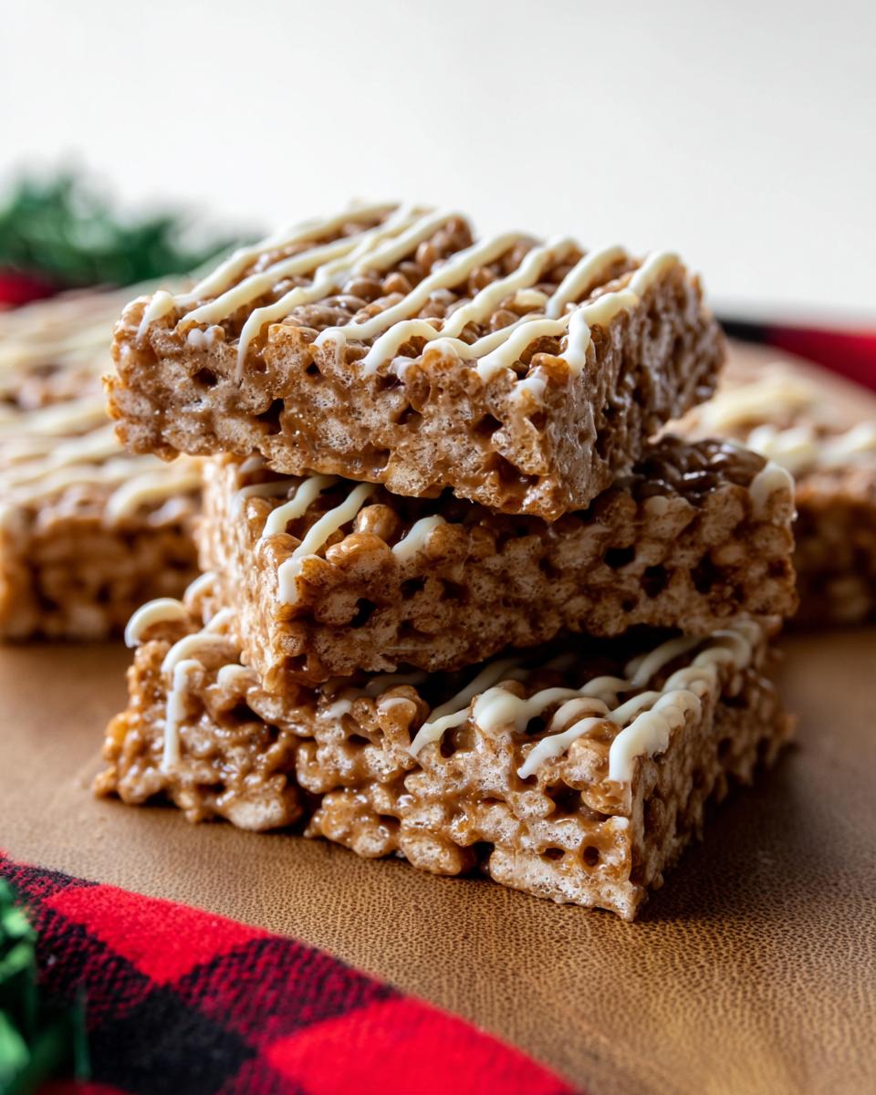 Gingerbread Rice Krispies Treats with White Chocolate Drizzle - detail 1