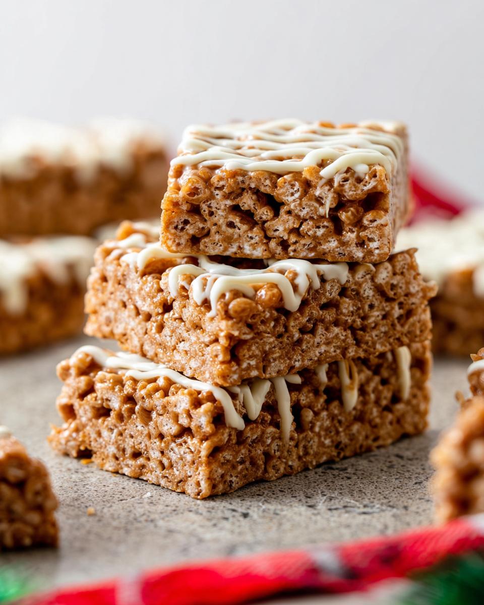 Gingerbread Rice Krispies Treats with White Chocolate Drizzle - detail 2