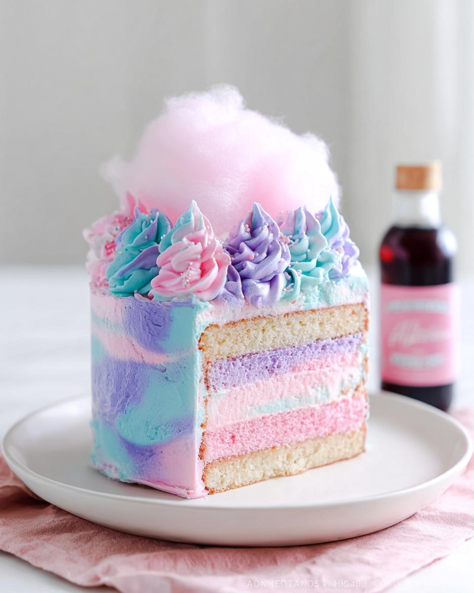 Homemade Cotton Candy Cake Recipe with Cotton Candy Buttercream Frosting - detail 1