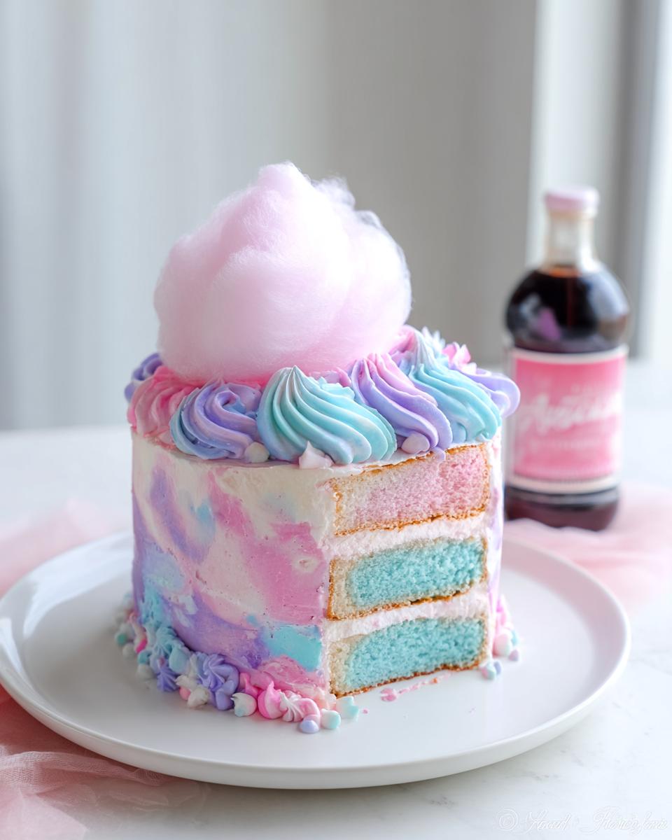 Homemade Cotton Candy Cake Recipe with Cotton Candy Buttercream Frosting - detail 3