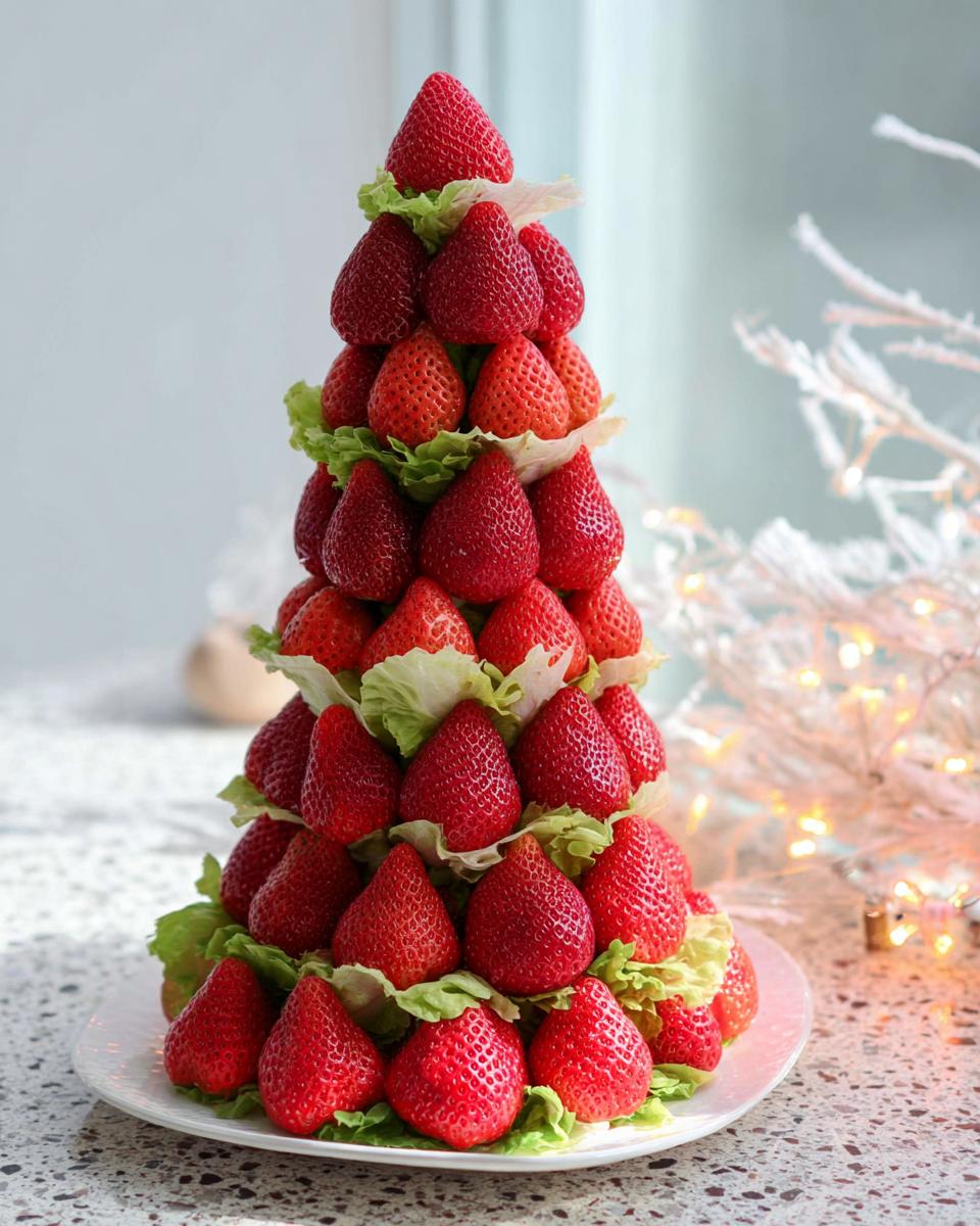 How to make a strawberry Christmas tree appetizer - detail 1