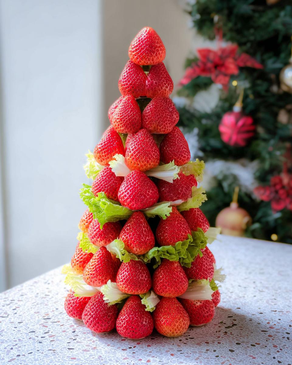 How to make a strawberry Christmas tree appetizer - detail 2