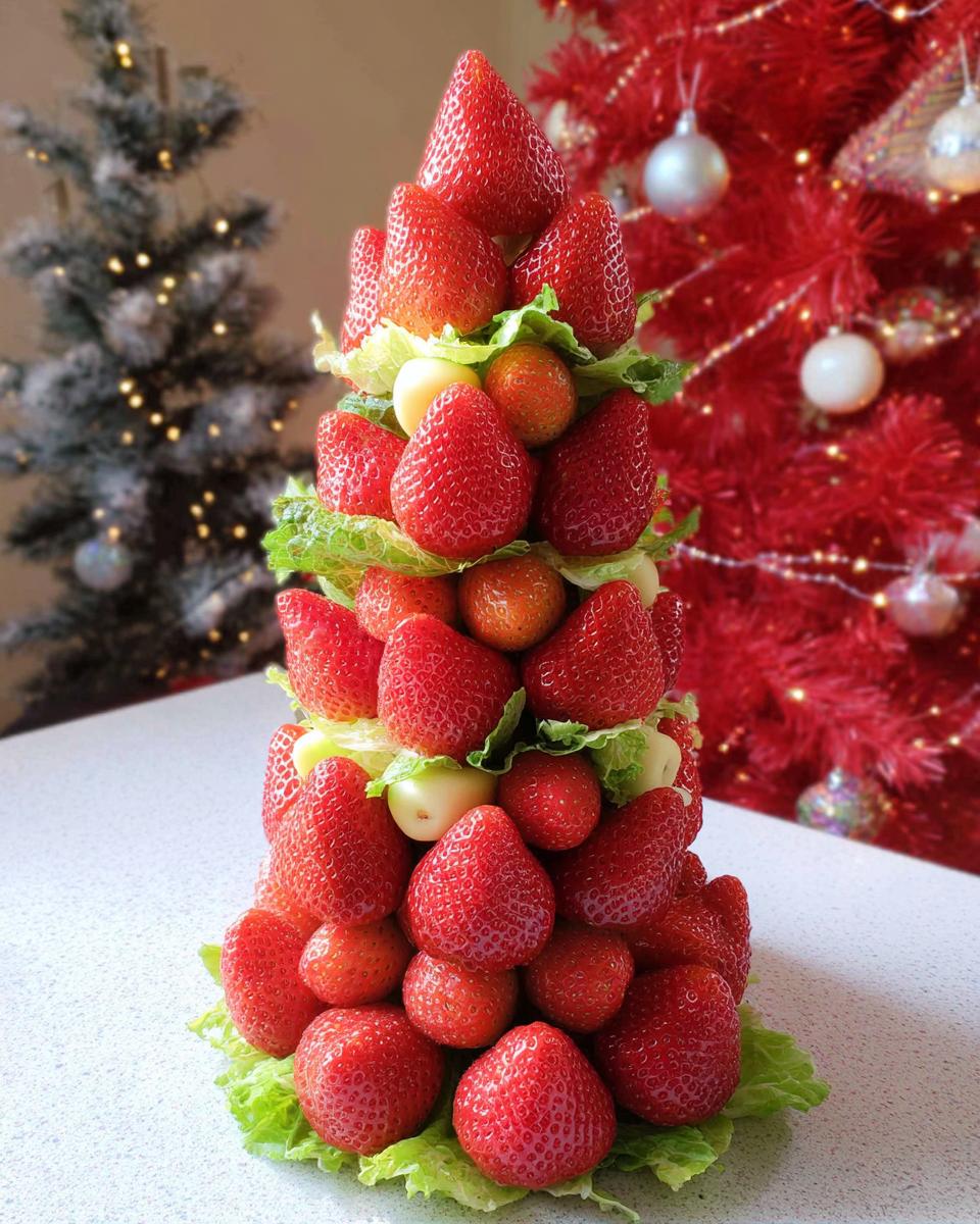 How to make a strawberry Christmas tree appetizer - detail 3
