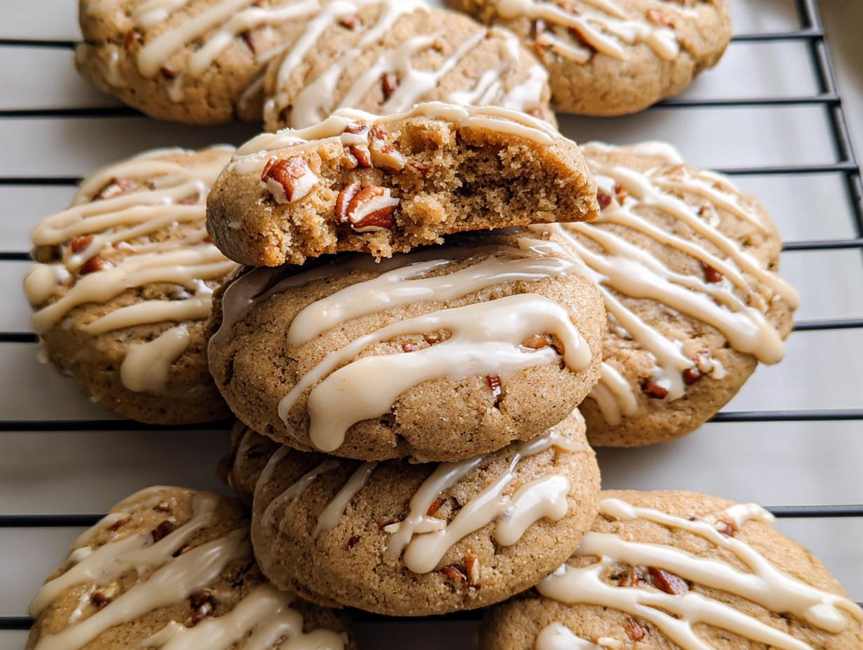 Maple brown sugar pecan cookies with maple icing