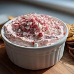 Peppermint Cheesecake Dip with Graham Crackers and Pretzels