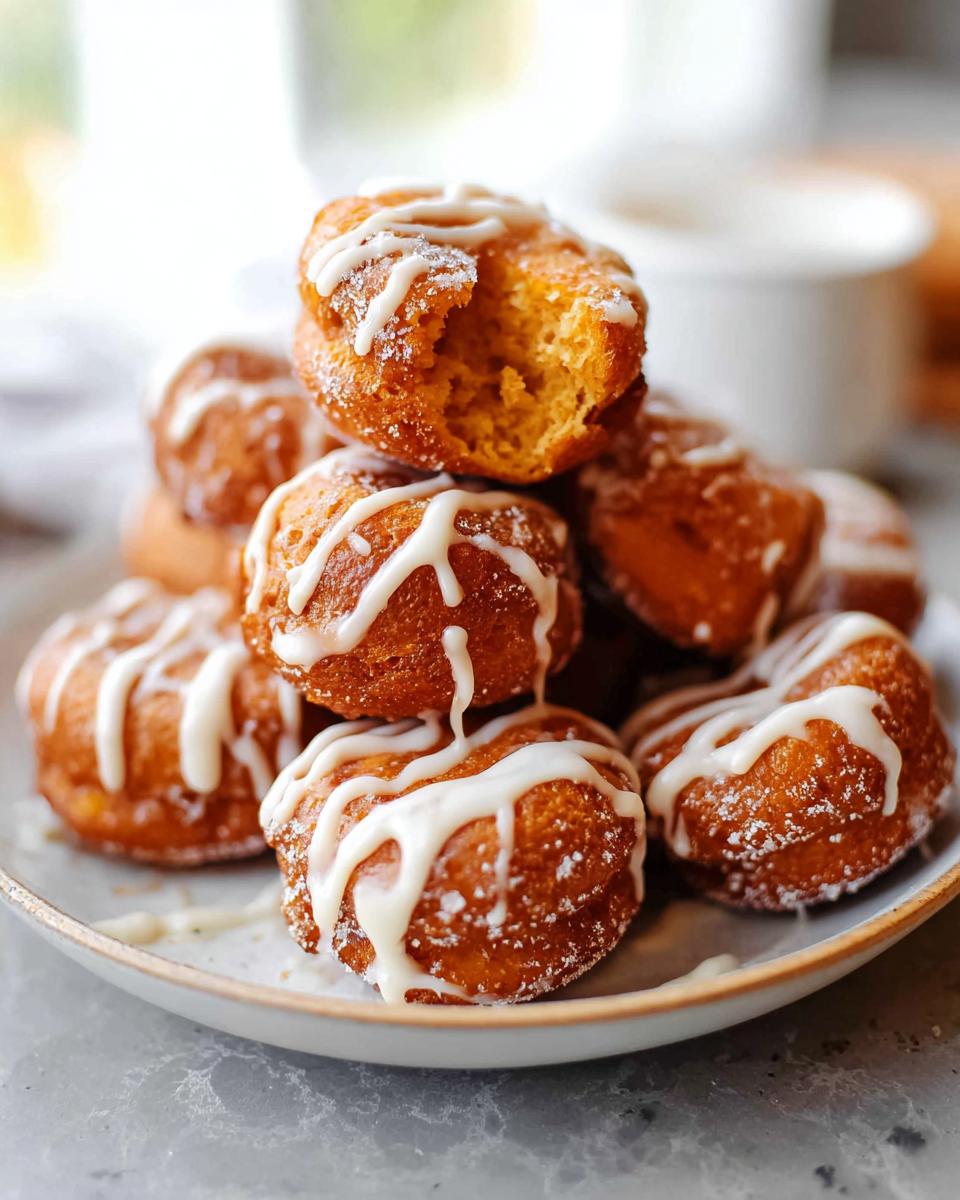Pumpkin Fritters with Bourbon Cream Cheese Glaze - detail 2