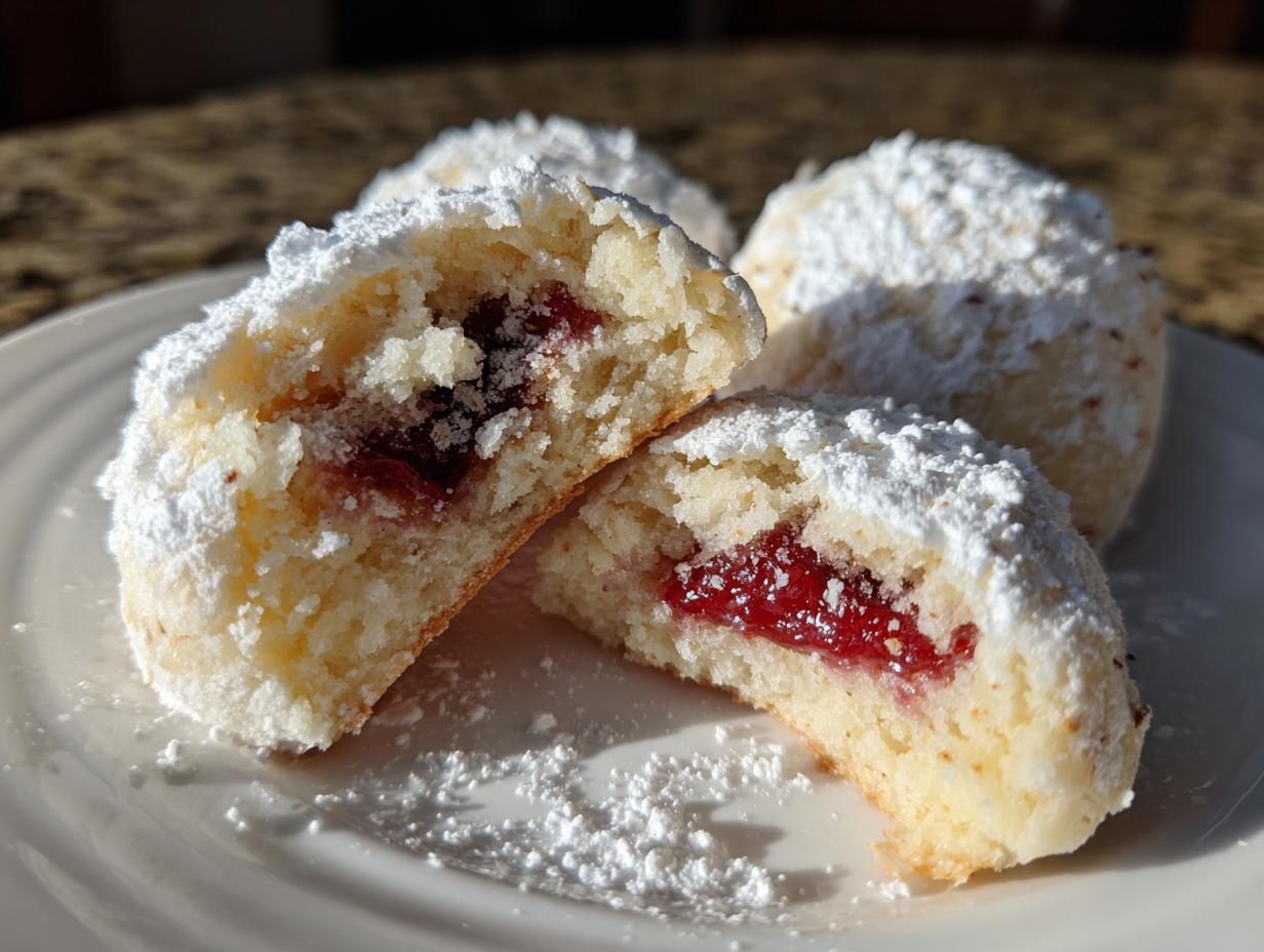 Fail-Proof Raspberry Filled Almond Snowball Cookies Recipe
