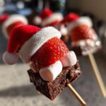 Santa Hat Brownie Skewers