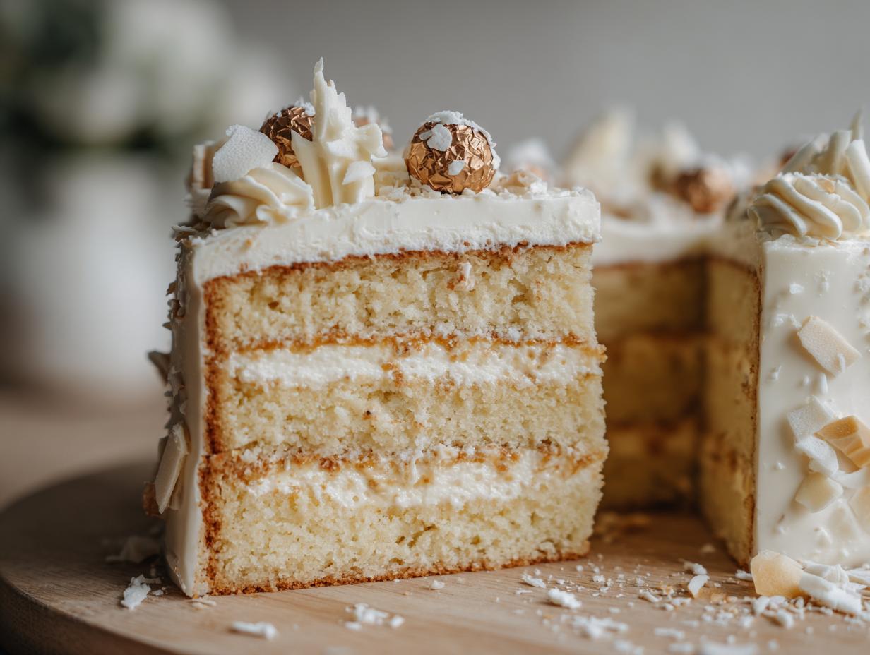 White Peppermint Layer Cake with White Chocolate Ganache