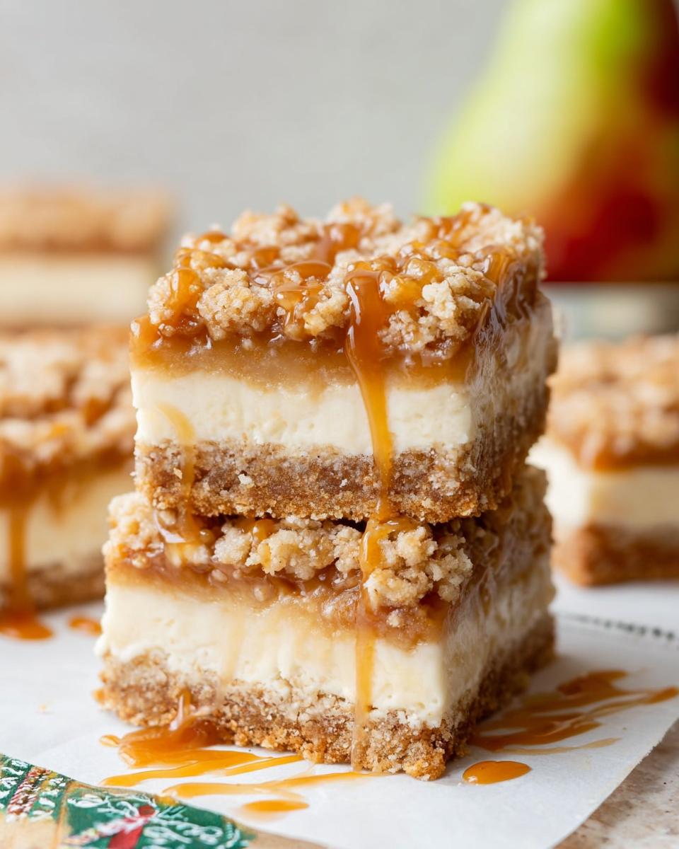 Caramel Pear Cheesecake Bars - detail 2