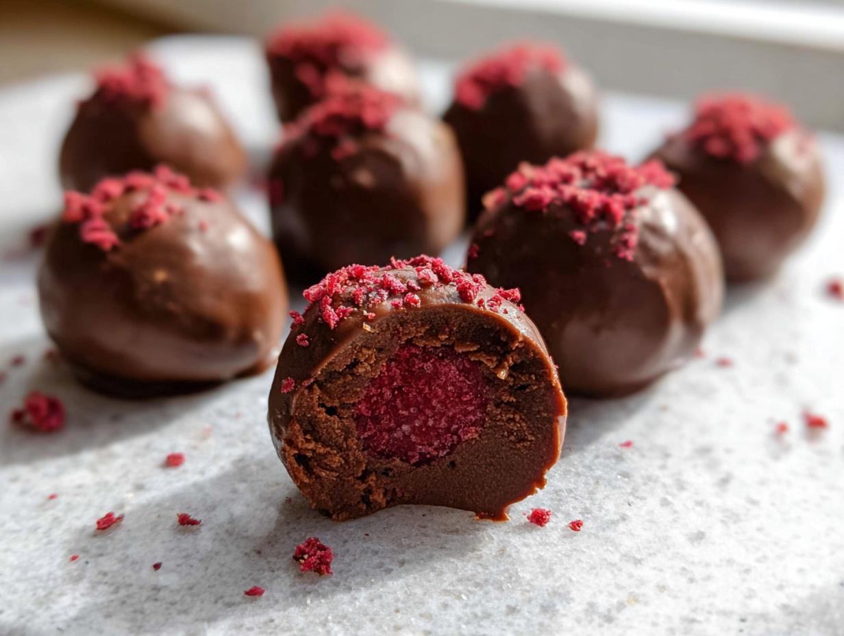 Chocolate Raspberry Truffles: 4-Ingrediant Decadent Bites