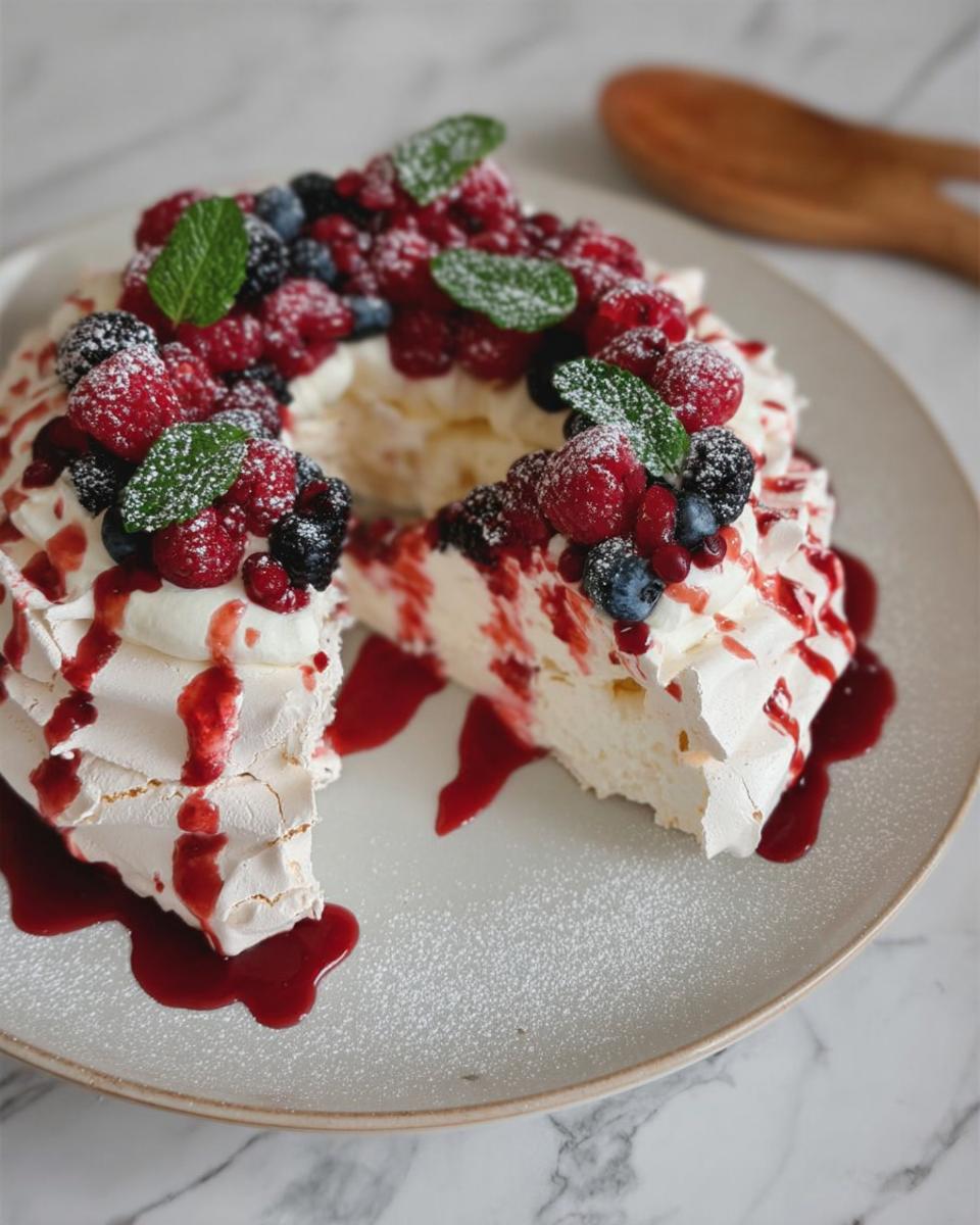 Christmas Pavlova Wreath - detail 1