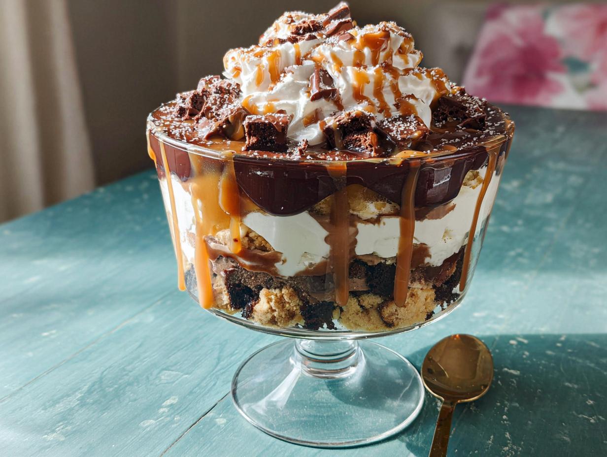 Unbelievably Decadent Brownie Trifle with 4 Layers