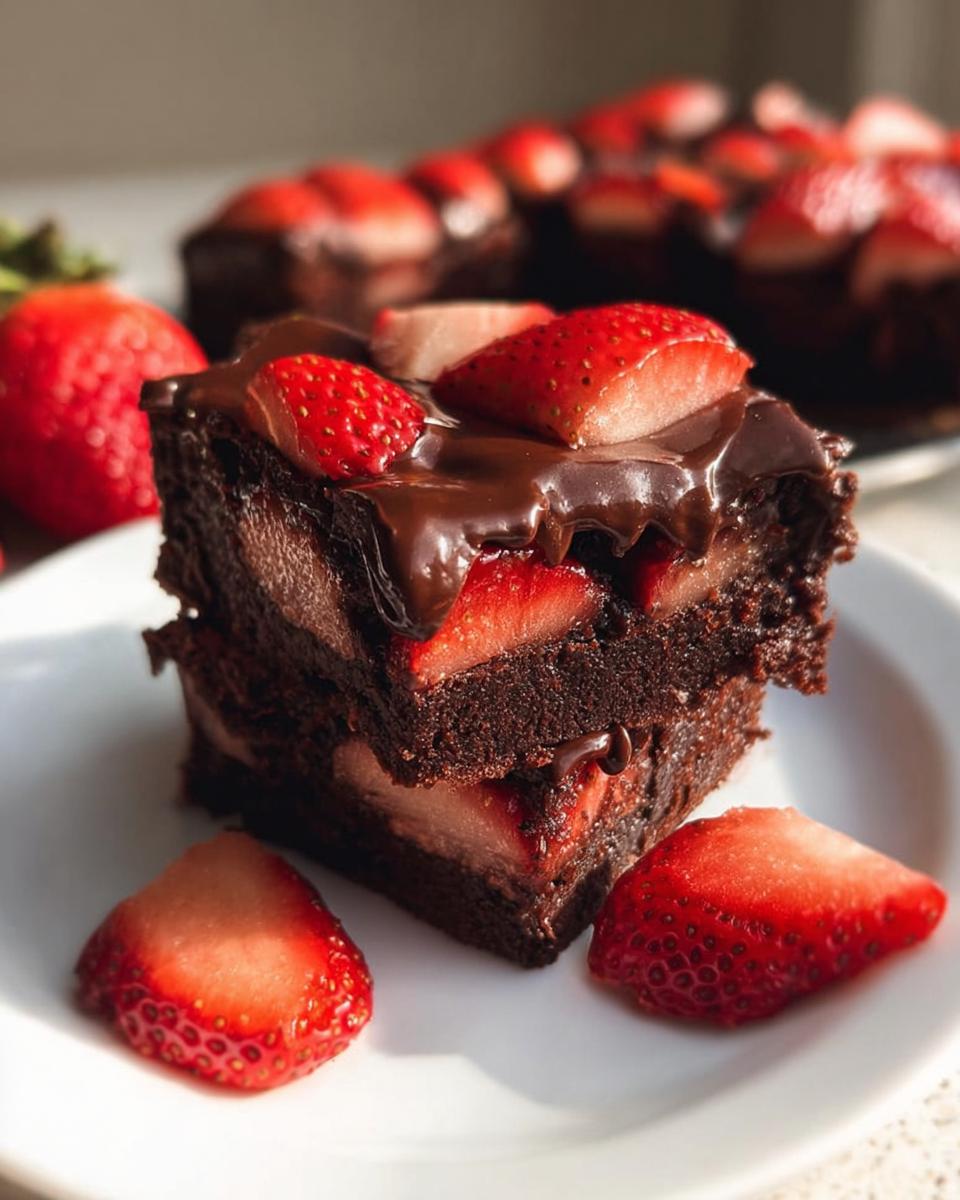Fudgy Chocolate Covered Strawberry Brownies - detail 1
