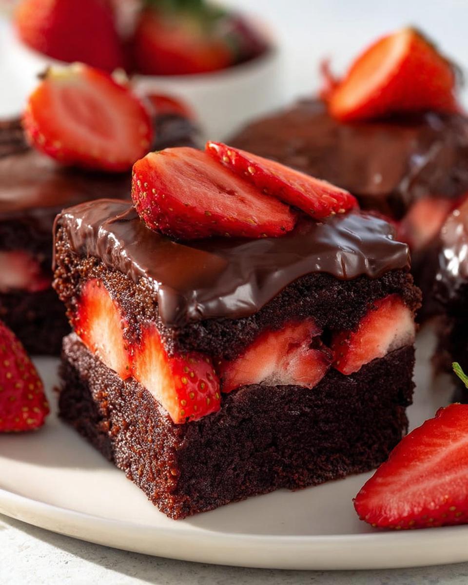 Fudgy Chocolate Covered Strawberry Brownies - detail 2