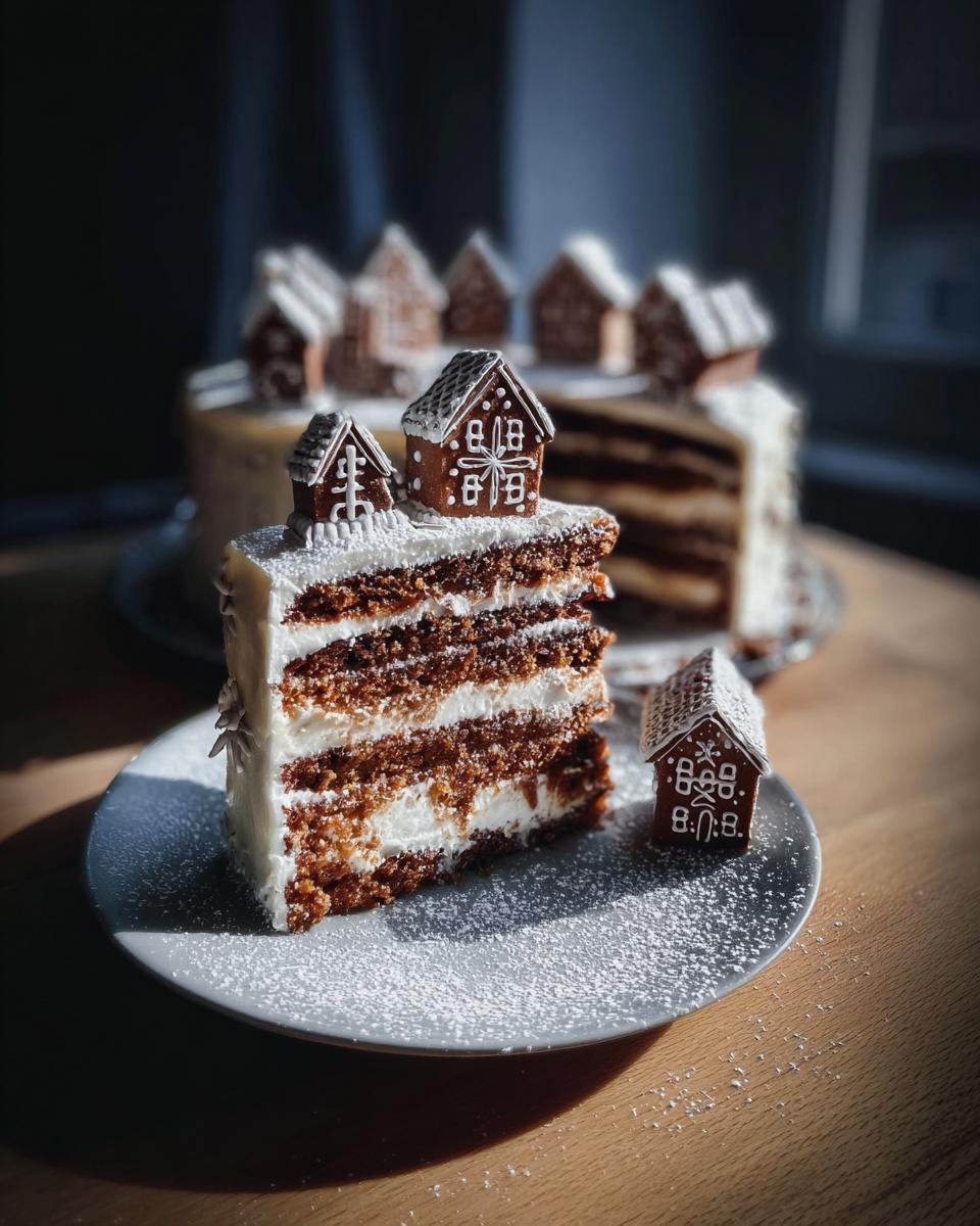 Gingerbread Village Cake - detail 3