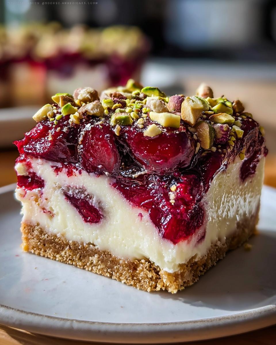 Cherry Pistachio Cheesecake - detail 3