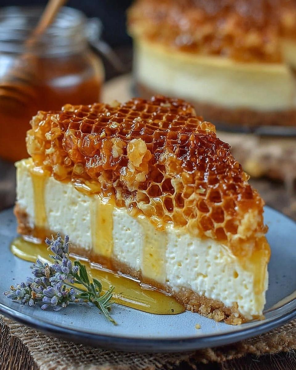 Lemon Lavender Cheesecake Topped with Honeycomb - detail 1