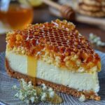 Lemon Lavender Cheesecake Topped with Honeycomb