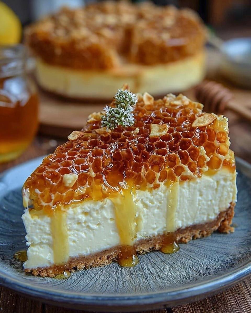 Lemon Lavender Cheesecake Topped with Honeycomb - detail 2