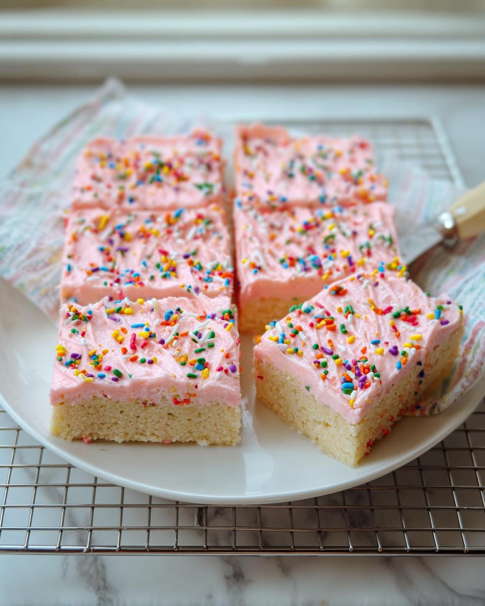 Pink Frosted Sugar Cookie Bars - detail 2