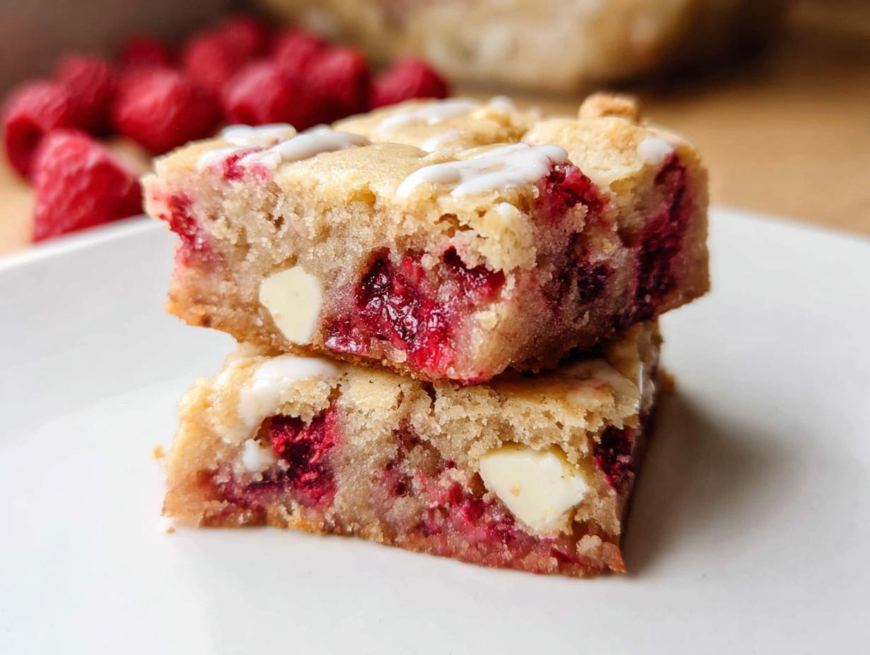 Devastating Raspberry White Chocolate Blondies in 30 Mins