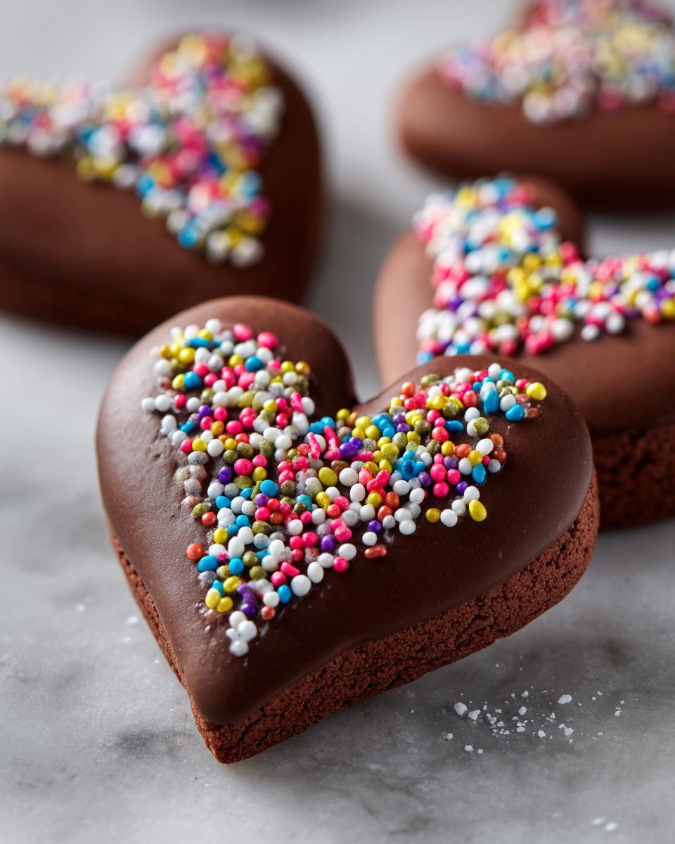 Chocolate Shortbread Heart Cookies - detail 1