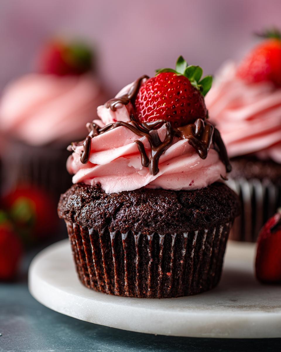 Double Chocolate Strawberry Cupcakes – Rich, Moist & Berry Delicious - detail 2