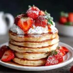 Heart-Shaped Strawberry Pancake Stack