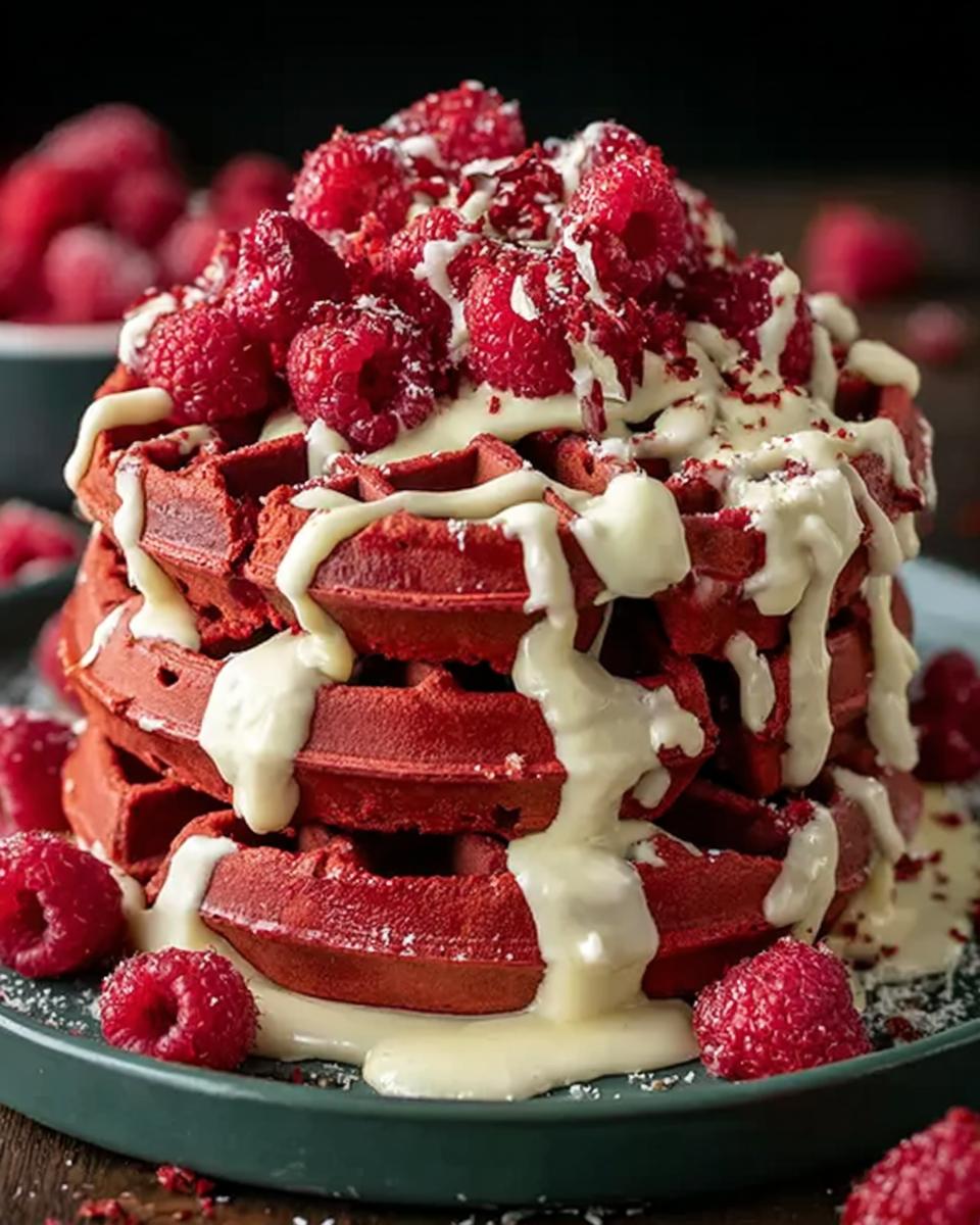 Red Velvet Waffles with Cream Cheese Drizzle - detail 1
